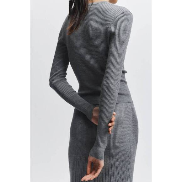 NEW SAINT ART braylon rib cardigan in medium heather grey